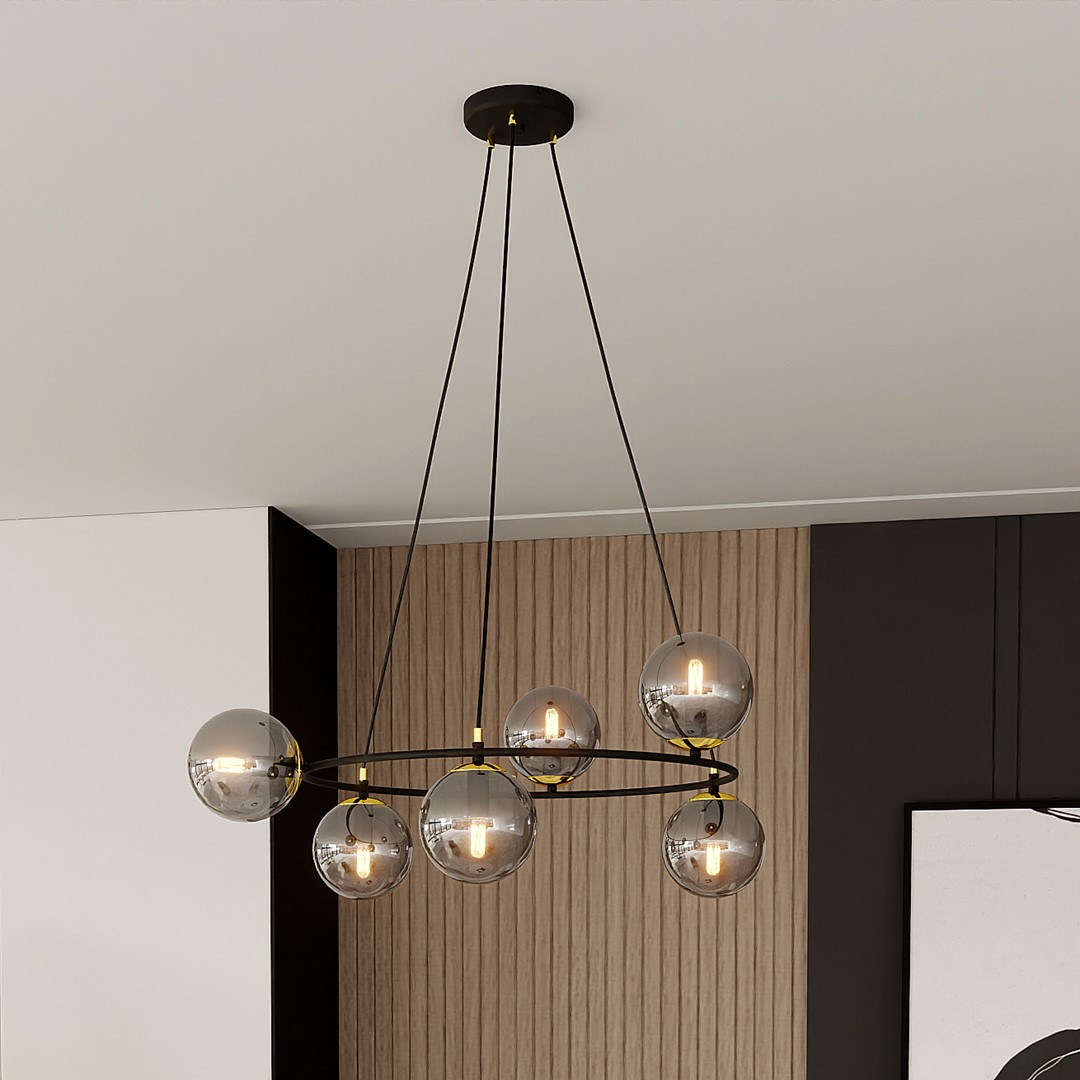 Azura Ø75 Savun värinen kattovalaisin valmistajalta Emibig Lighting - Azura-riippuvalaisin on valmistettu mustasta teräksestä ja täydennetty grafiittikuvuilla.