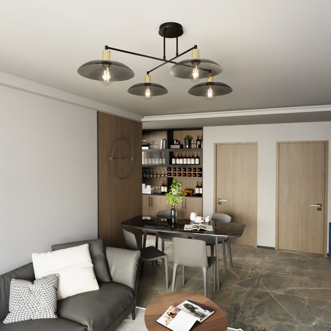 Spirit 100cm Musta plafondi valmistajalta Emibig Lighting - N&auml;m&auml; teolliset kattovalaisimet huokuvat luonnetta ja yhdist&auml;v&auml;t metalliset elementit minimalistiseen eleganssiin.