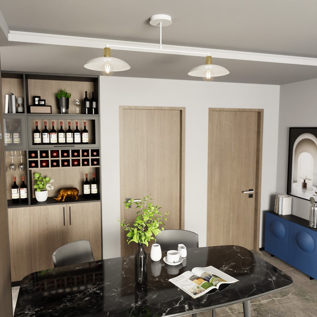 Spirit 100cm Valkoinen plafondi valmistajalta Emibig Lighting - N&auml;m&auml; teolliset kattovalaisimet huokuvat luonnetta ja yhdist&auml;v&auml;t metalliset elementit minimalistiseen eleganssiin.