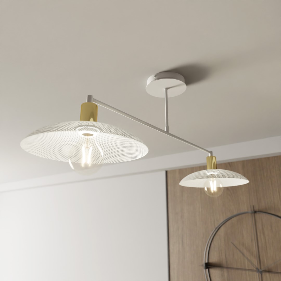 Spirit 100cm Valkoinen plafondi valmistajalta Emibig Lighting - N&auml;m&auml; teolliset kattovalaisimet huokuvat luonnetta ja yhdist&auml;v&auml;t metalliset elementit minimalistiseen eleganssiin.