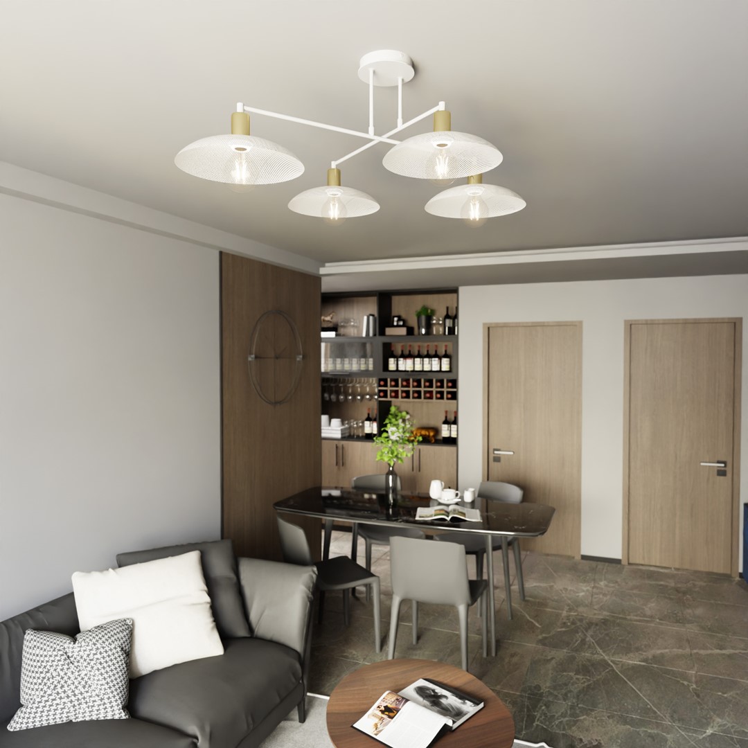 Spirit 100cm Valkoinen plafondi valmistajalta Emibig Lighting - N&auml;m&auml; teolliset kattovalaisimet huokuvat luonnetta ja yhdist&auml;v&auml;t metalliset elementit minimalistiseen eleganssiin.