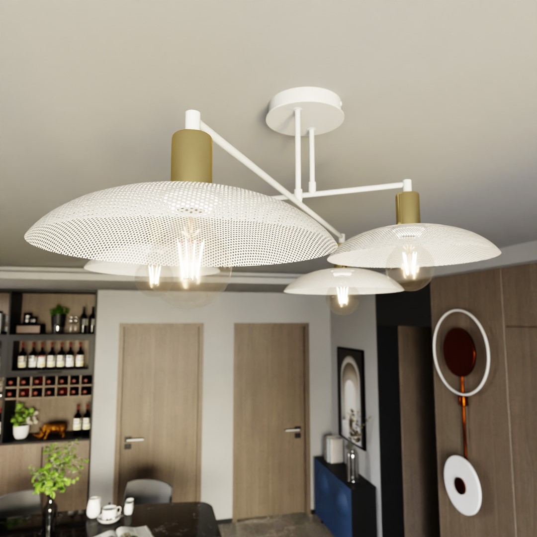 Spirit 100cm Valkoinen plafondi valmistajalta Emibig Lighting - N&auml;m&auml; teolliset kattovalaisimet huokuvat luonnetta ja yhdist&auml;v&auml;t metalliset elementit minimalistiseen eleganssiin.
