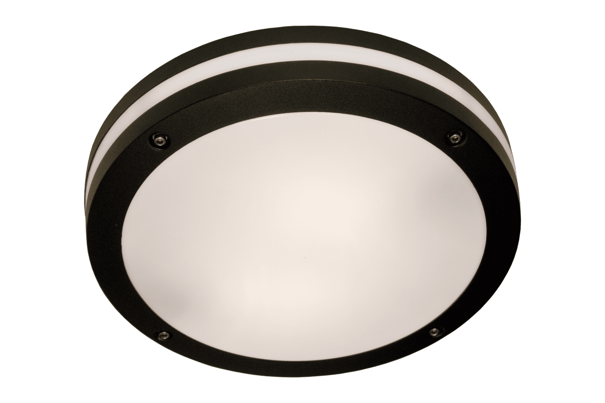 Resmo Musta valmistajalta Aneta Lighting - Resmo ulkovalaisin väriltään musta opaalivalkoisella kupulla, joka antaa mukavan häikäisemättömän valon ja voidaan sijoittaa kattoon tai seinälle.