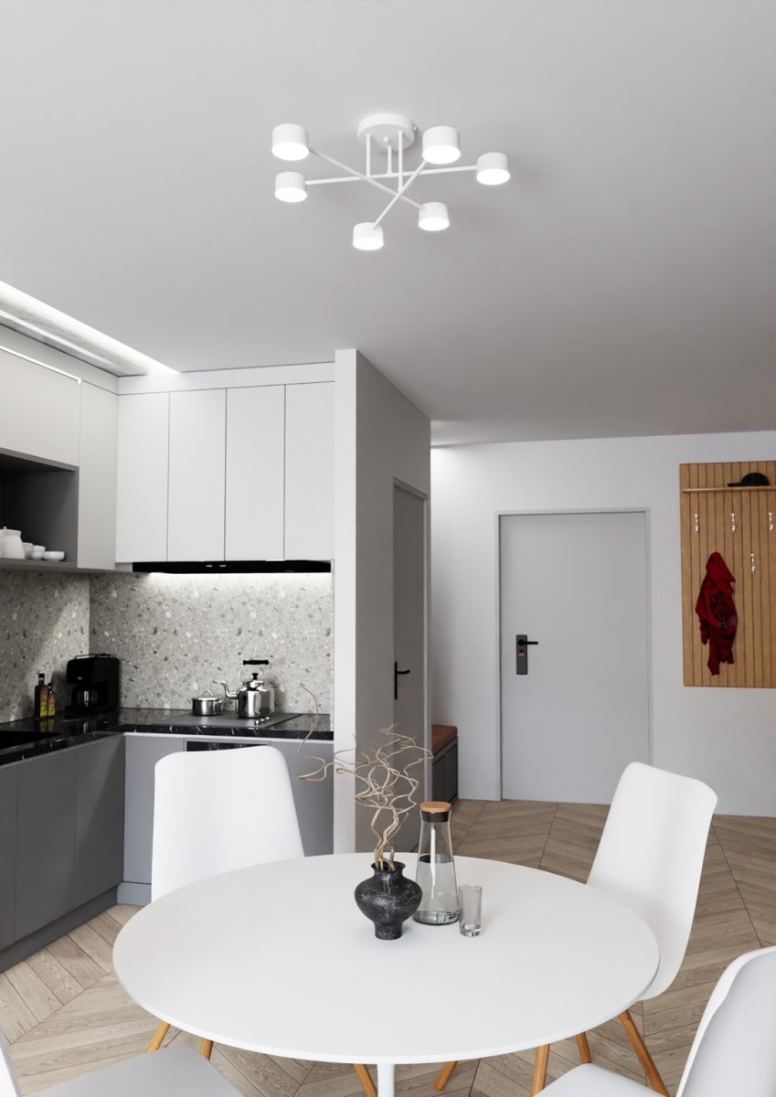 Halo Ø60 Valkoinen plafondi valmistajalta Emibig Lighting - Halo &ndash; T&auml;ss&auml; poikkeuksellisessa valaistuksessa on moderni ja minimalistinen muotoilu.