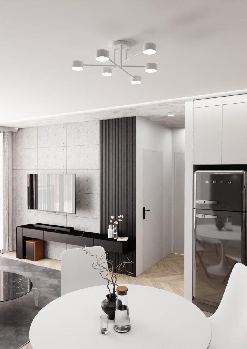 Halo Ø60 Valkoinen plafondi valmistajalta Emibig Lighting - Halo &ndash; T&auml;ss&auml; poikkeuksellisessa valaistuksessa on moderni ja minimalistinen muotoilu.