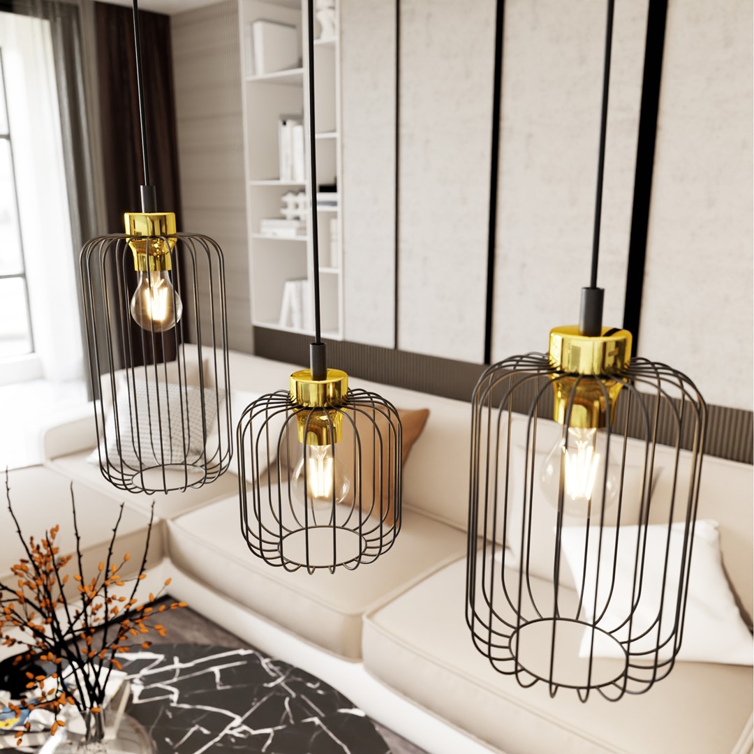 Vander 60cm Musta/kulta kattovalaisin valmistajalta Emibig Lighting - Vander &ndash; t&auml;ydellinen yhdistelm&auml; teollista ja eleganttia muotoilua.