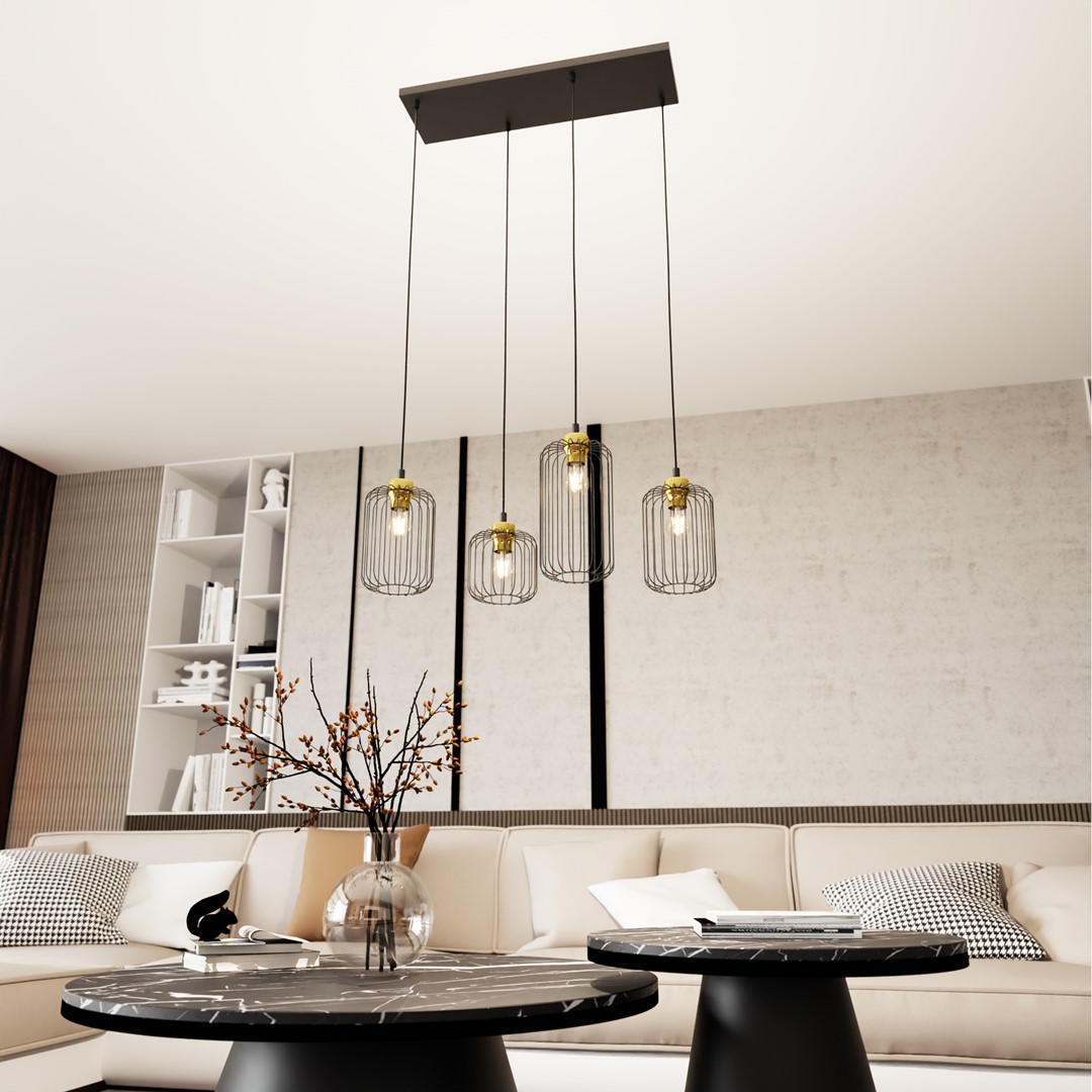 Vander 70cm Musta/kulta kattovalaisin valmistajalta Emibig Lighting - Vander &ndash; t&auml;ydellinen yhdistelm&auml; teollista ja eleganttia muotoilua.