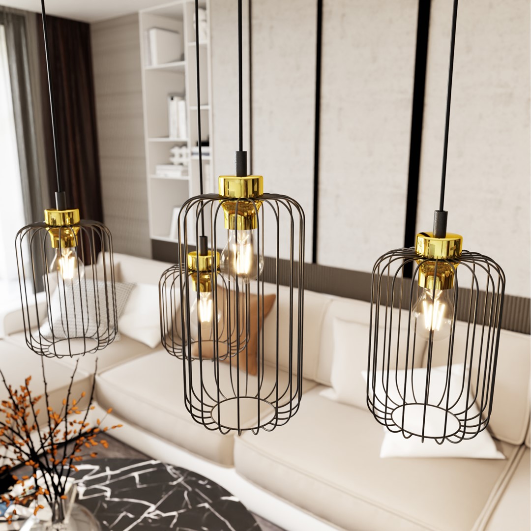 Vander 70cm Musta/kulta kattovalaisin valmistajalta Emibig Lighting - Vander &ndash; t&auml;ydellinen yhdistelm&auml; teollista ja eleganttia muotoilua.