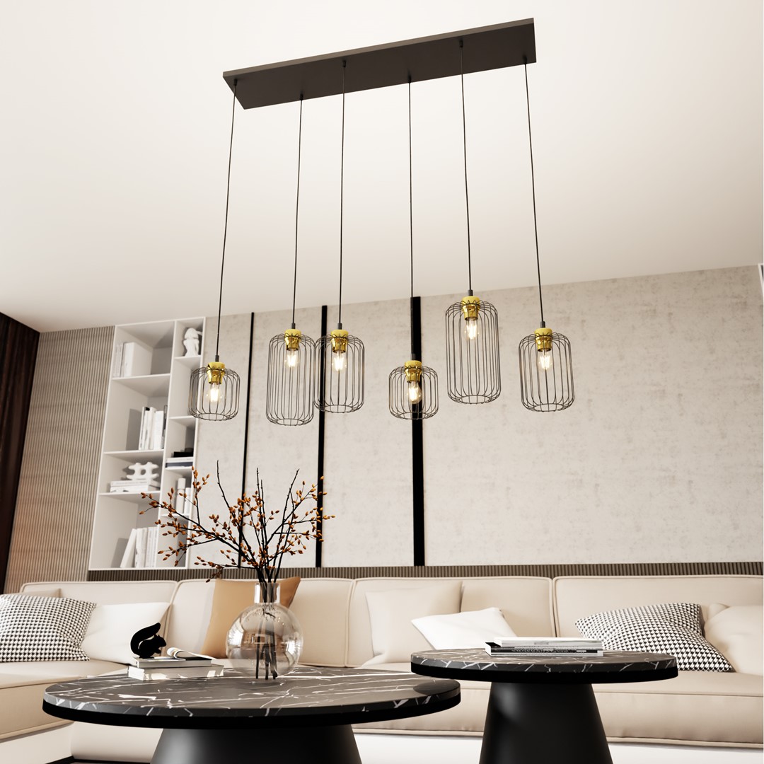 Vander 115cm Musta/kulta kattovalaisin valmistajalta Emibig Lighting - Vander &ndash; t&auml;ydellinen yhdistelm&auml; teollista ja eleganttia muotoilua.