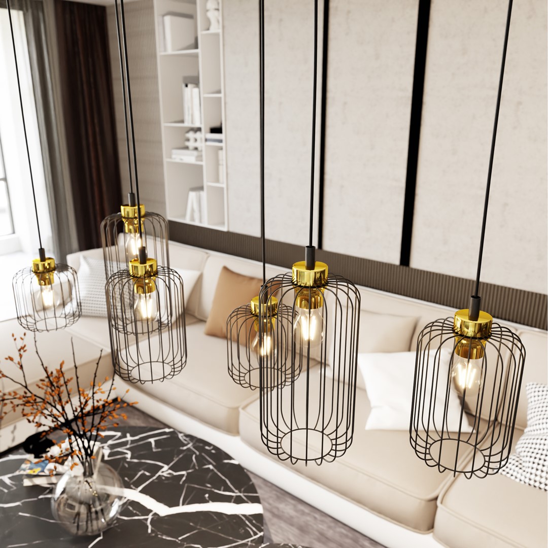 Vander 115cm Musta/kulta kattovalaisin valmistajalta Emibig Lighting - Vander &ndash; t&auml;ydellinen yhdistelm&auml; teollista ja eleganttia muotoilua.