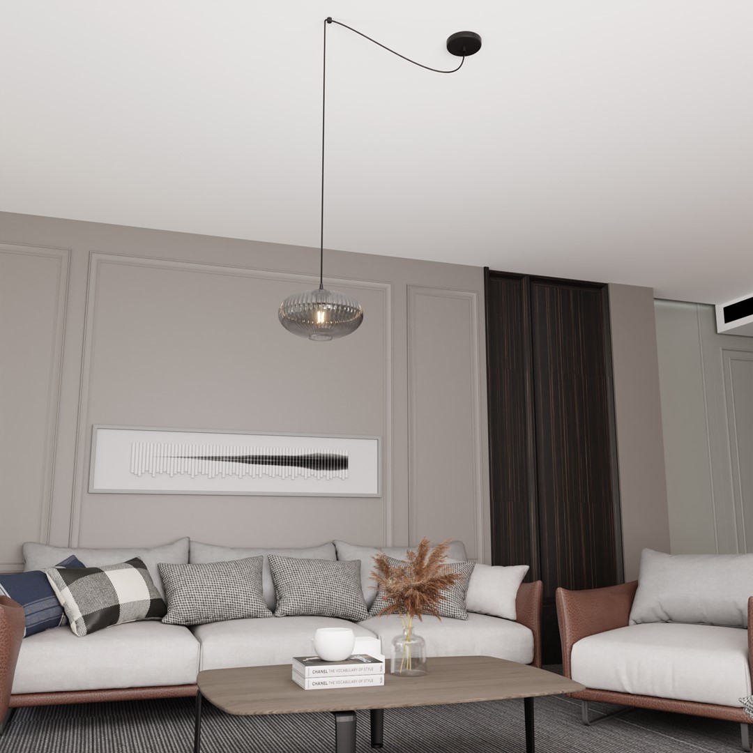 Origo Ø30 Savun värinen kattovalaisin valmistajalta Emibig Lighting - Valitset itse johdon sijainnin ja voit siten p&auml;&auml;tt&auml;&auml; miss&auml; ja kuinka korkealle lampun pit&auml;&auml; ripustaa.