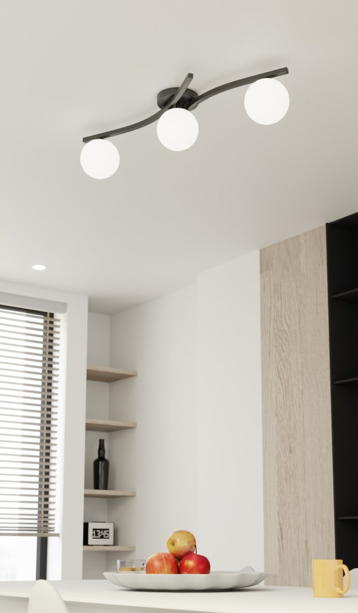 Opus 84cm Valkoinen plafondi valmistajalta Emibig Lighting - Yksinkertainen muoto ja opaalilasikuvut antavat huoneeseen pehmeytt&auml; ja keveytt&auml;, kun taas lamppu levitt&auml;&auml; miellytt&auml;v&auml;&auml;, hajavaloa.