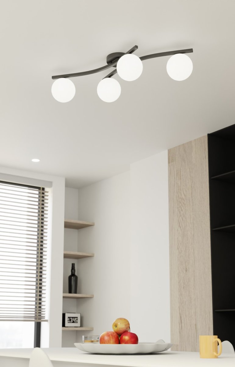 Opus 84cm Valkoinen plafondi valmistajalta Emibig Lighting - Yksinkertainen muoto ja opaalilasikuvut antavat huoneeseen pehmeytt&auml; ja keveytt&auml;, kun taas lamppu levitt&auml;&auml; miellytt&auml;v&auml;&auml;, hajavaloa.