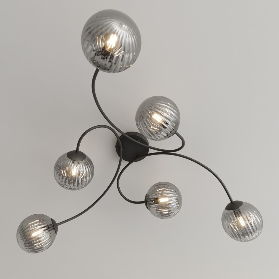 Vibra 97cm Savun värinen plafondi valmistajalta Emibig Lighting - Savustetut lasit levitt&auml;v&auml;t pehme&auml;&auml; ja hajavaloa, joka lis&auml;&auml; huoneeseen keveytt&auml; ja modernia tunnelmaa.