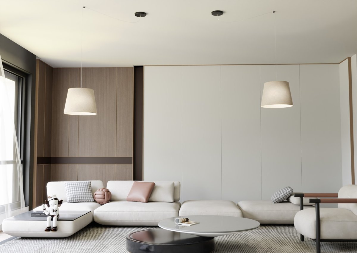 Ascot Ø38 Beige kattovalaisin valmistajalta Emibig Lighting - Valitset itse johdon sijainnin ja voit siten p&auml;&auml;tt&auml;&auml; miss&auml; ja kuinka korkealle lampun pit&auml;&auml; ripustaa.