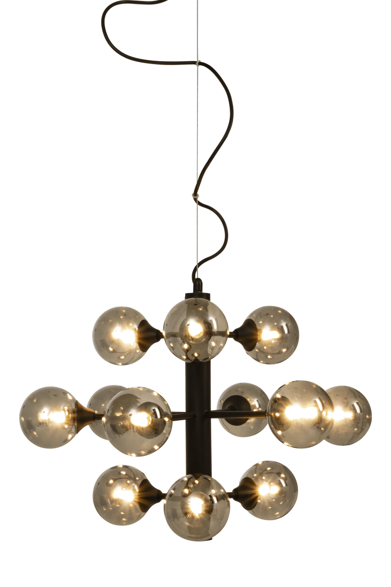 Cosmos Ø53 Musta kattovalaisin valmistajalta Aneta Lighting - Mustaksi lakattua metallia oleva Cosmos-kattovalaisin, jossa on 12 savulasikuppia.