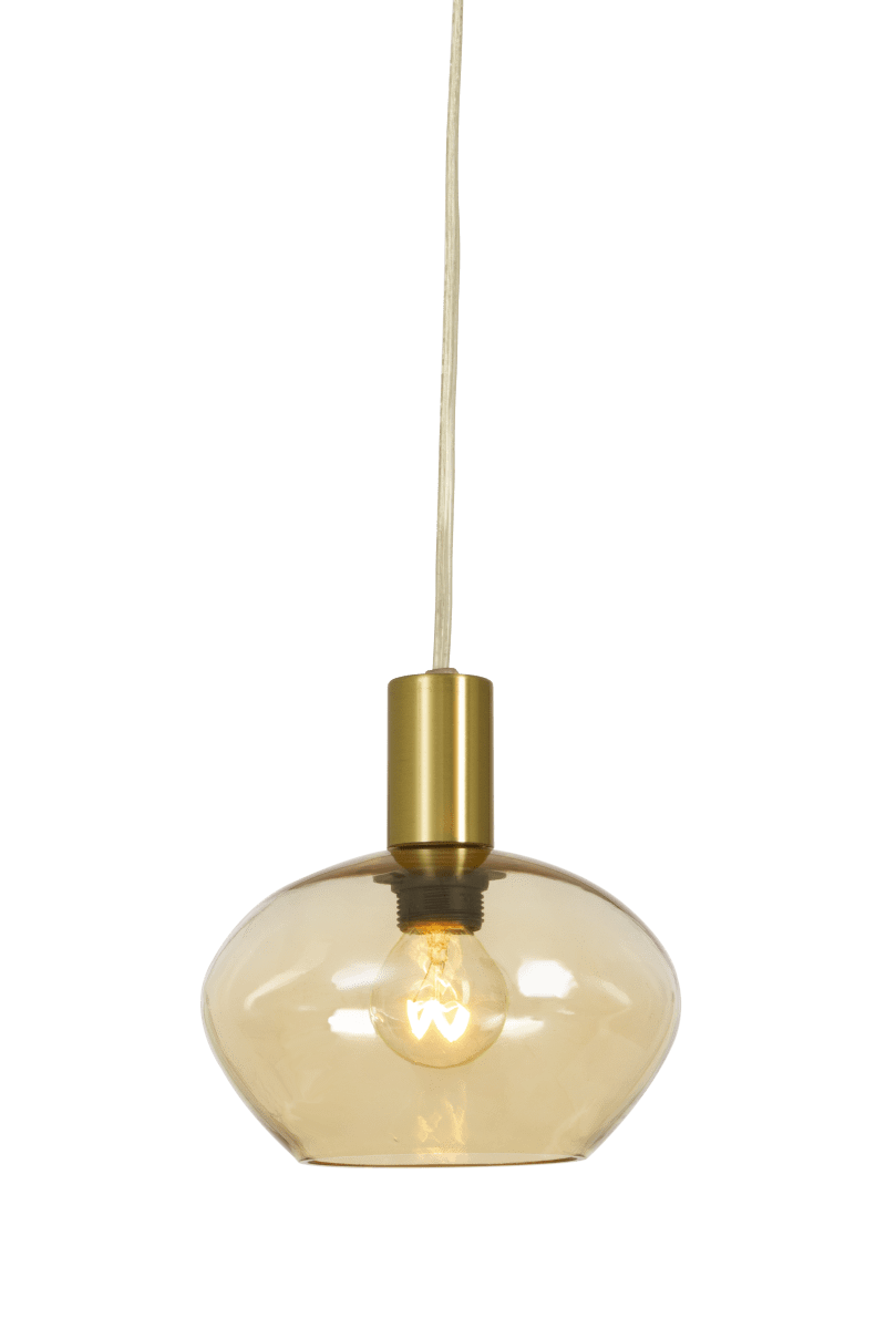 Bell Ø15 Matta messinki ikkunavalaisin valmistajalta Aneta Lighting - Valmistettu metallista, jossa on matta messinkipinta ja pyöreä meripihkanvärinen lasivarjostin, joka antaa pehmeän ja miellyttävän hehkun.