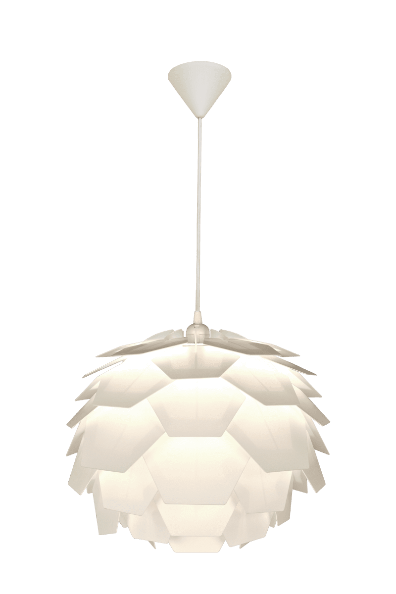 Carpatica Ø40 Valkoinen kattovalaisin valmistajalta Aneta Lighting - Kattokuppi on valkoista muovia koukkuripustetta varten ja riviliittimellä.