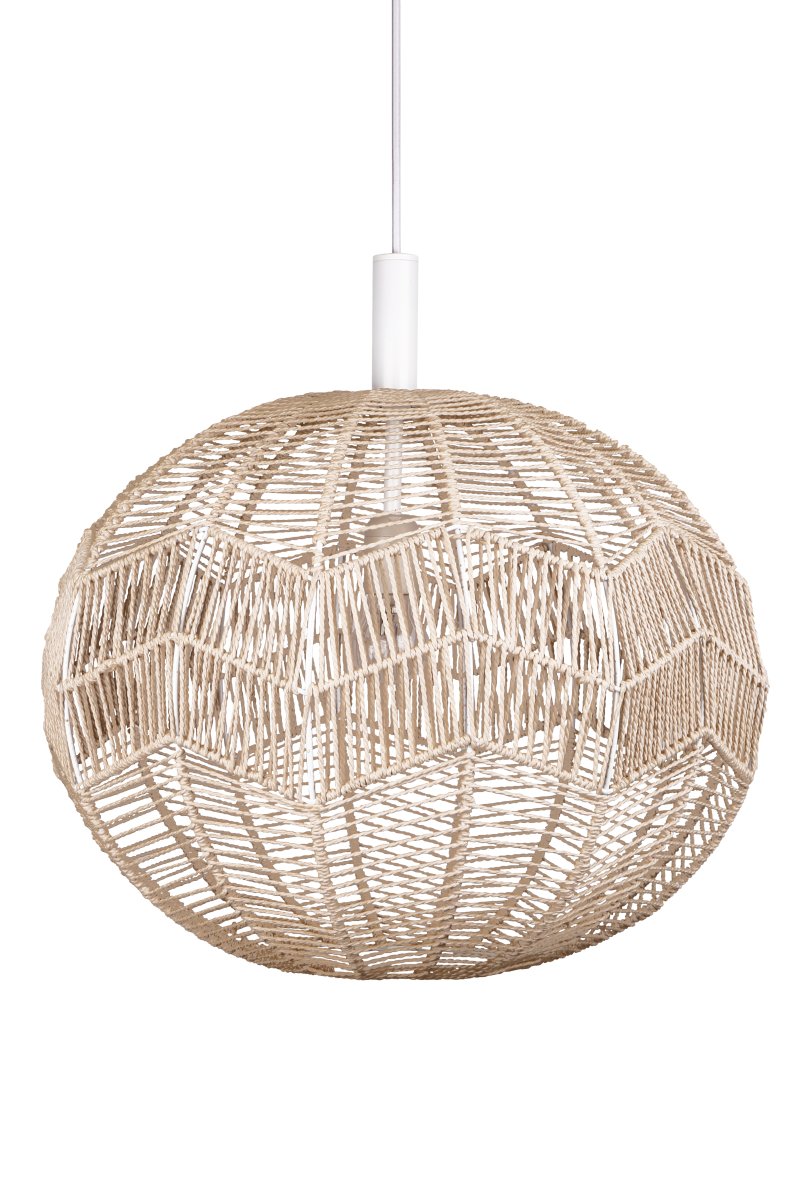 Missy Ø45 Luonto kattovalaisin valmistajalta Globen Lighting - Valaisin on k&auml;sintehty kierretyst&auml;, luonnonv&auml;risest&auml; rottingista ja siin&auml; on 120 cm:n valkoinen tekstiilijohto.