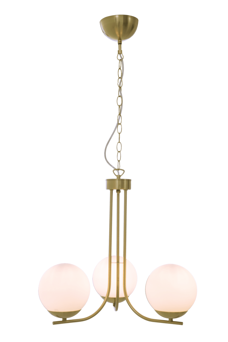 Orfeus Ø44 Matta messinki kattovalaisin valmistajalta Aneta Lighting - ORFEUS kattovalaisin matta messinkiä, jossa on kolme lasikupua opaalinvalkoisena.