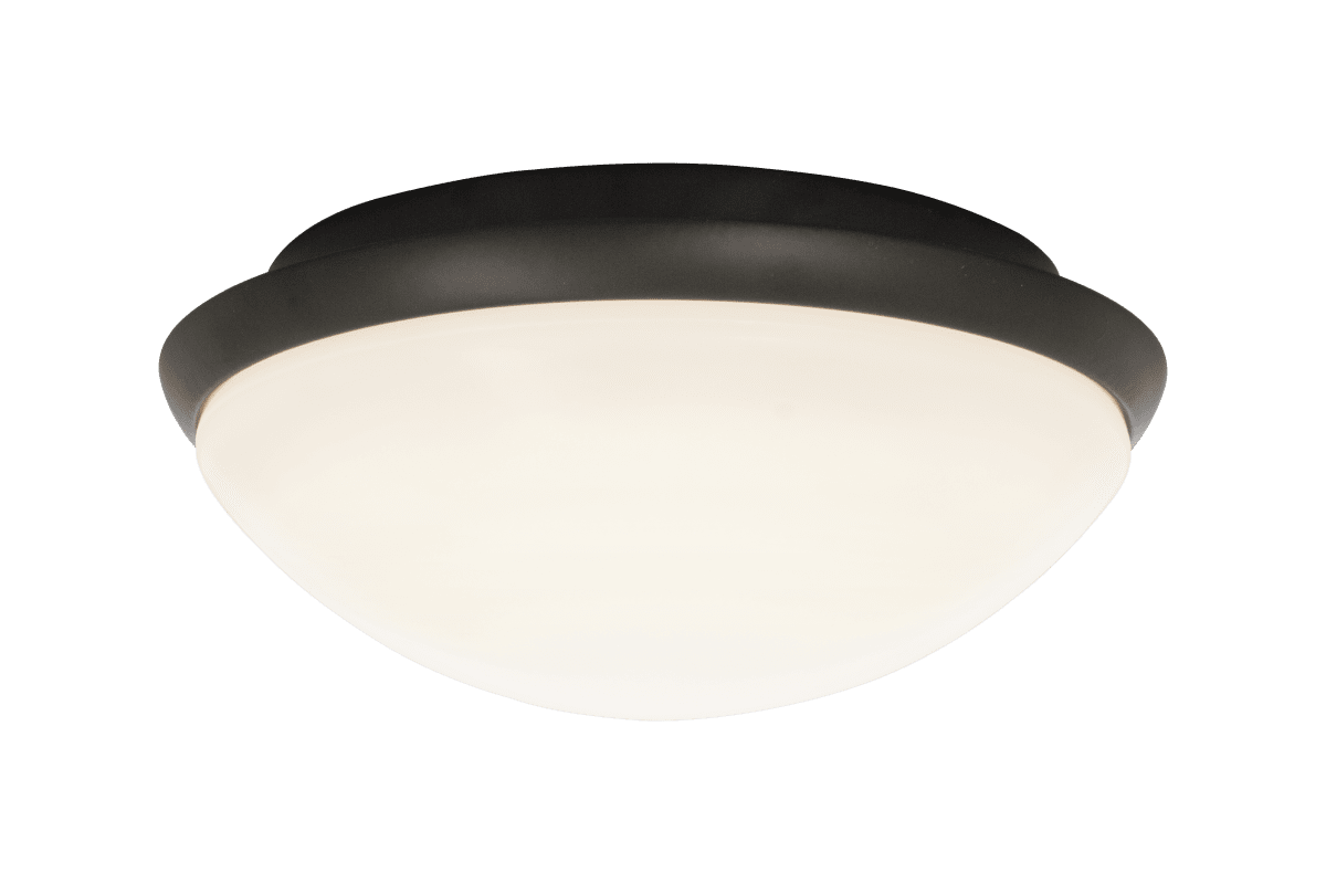 Siracusa Ø25 Valkoinen kylpyhuoneen valaisin valmistajalta Aneta Lighting - Valkoinen lasikupu ja musta metallireuna näytön ympärillä.