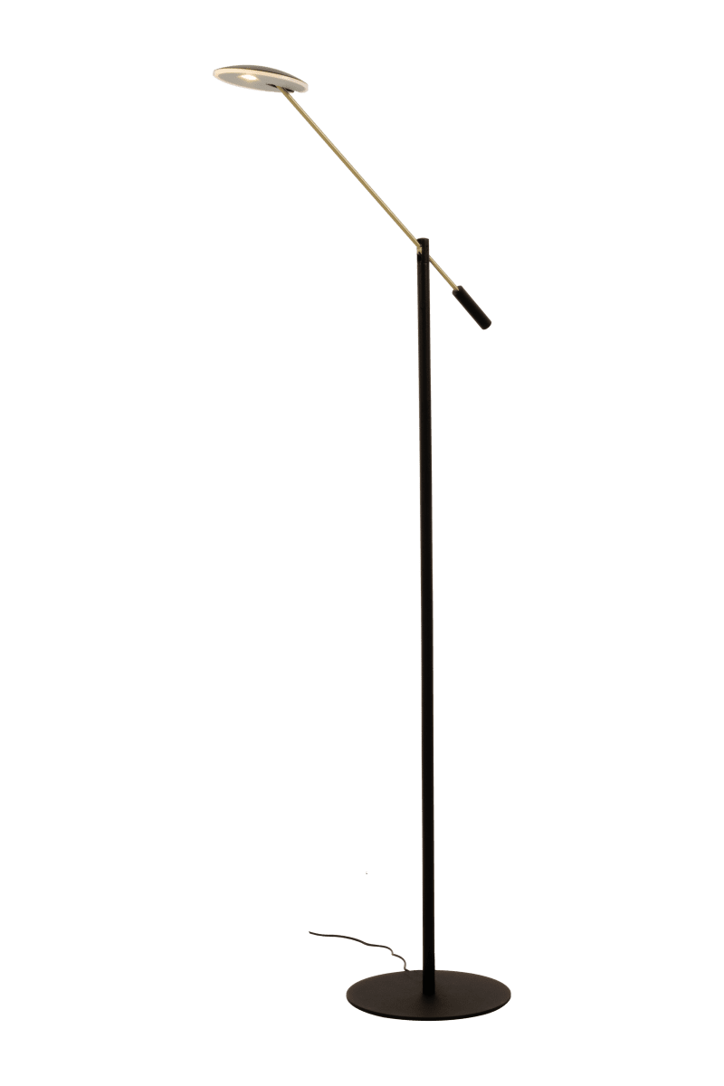 Cadiz Musta lattiavalaisin valmistajalta Aneta Lighting - Integroitu LED-valolähde, joka antaa miellyttävän lämpimän valkoisen valon.