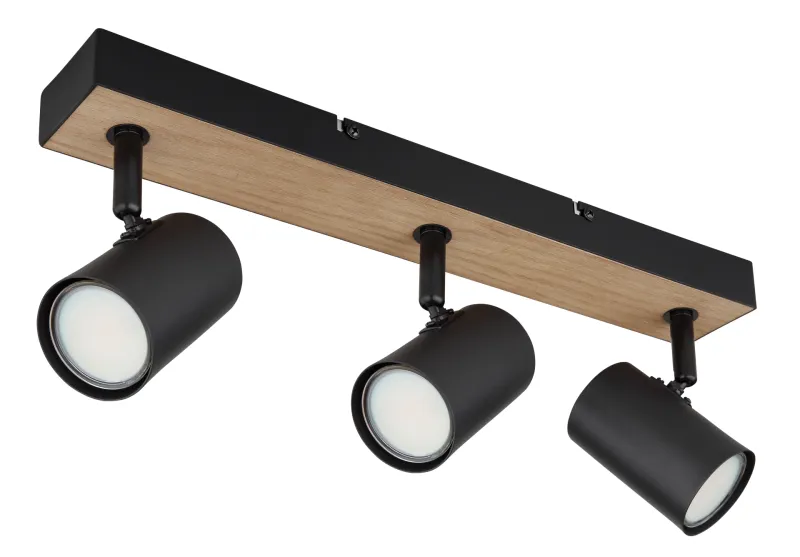 Robby 3 Luonto kohdevalaisin valmistajalta Globo Lighting - Robby &auml;r en&nbsp;stilren&nbsp;takspotlight som imponerar med sin eleganta design i mattsvart metall och MDF i tr&auml;-look.