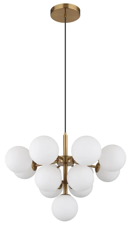 Grappy Ø56 Kulta kattovalaisin valmistajalta Globo Lighting - Grappy taklampa i guldf&auml;rgad metall blir en stilfull och lyxig detalj i varje rum med sin glamor&ouml;sa design och de 13st opalf&auml;rgade glaskulorna.