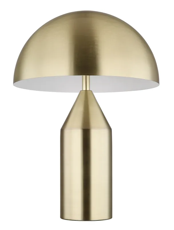 Atoma 40cm Messinki pöytävalaisin valmistajalta Globo Lighting - Sk&auml;rmen i matt m&auml;ssing och vitt skapar en harmonisk kontrast och ger en behaglig ljusspridning.