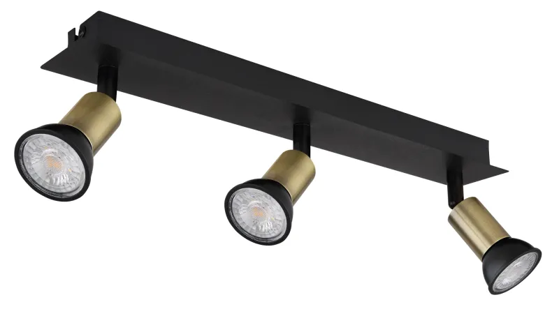Drew 3 Kulta kohdevalaisin valmistajalta Globo Lighting - Drew &auml;r en stilren takspotlight som imponerar med sin design i mattsvart och guld.