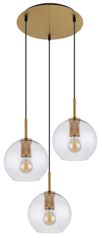 Adara Ø47 Kulta kattovalaisin valmistajalta Globo Lighting - De tre glasgloberna h&auml;nger i justerbara rep och kan anpassas i h&ouml;jd upp till 1,2 meter, vilket ger flexibilitet i belysningen.