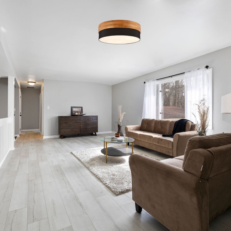 Seasons Ø50 Musta plafondi valmistajalta Trio Lighting - Seasons-kattovalaisin yhdistää yksinkertaiset muodot luonnonmateriaaleihin ja luo harmonisen ja kutsuvan tunnelman.