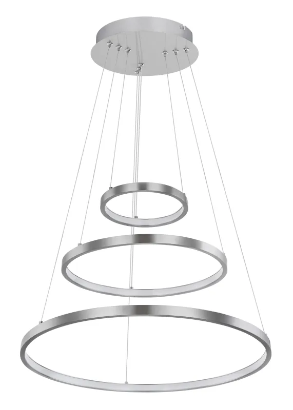 Ralph Ø50 Nikkeli kattovalaisin valmistajalta Globo Lighting - Designad med tre ringar och en h&ouml;jd p&aring; 120 cm, ger den ett unikt och stilrent uttryck.