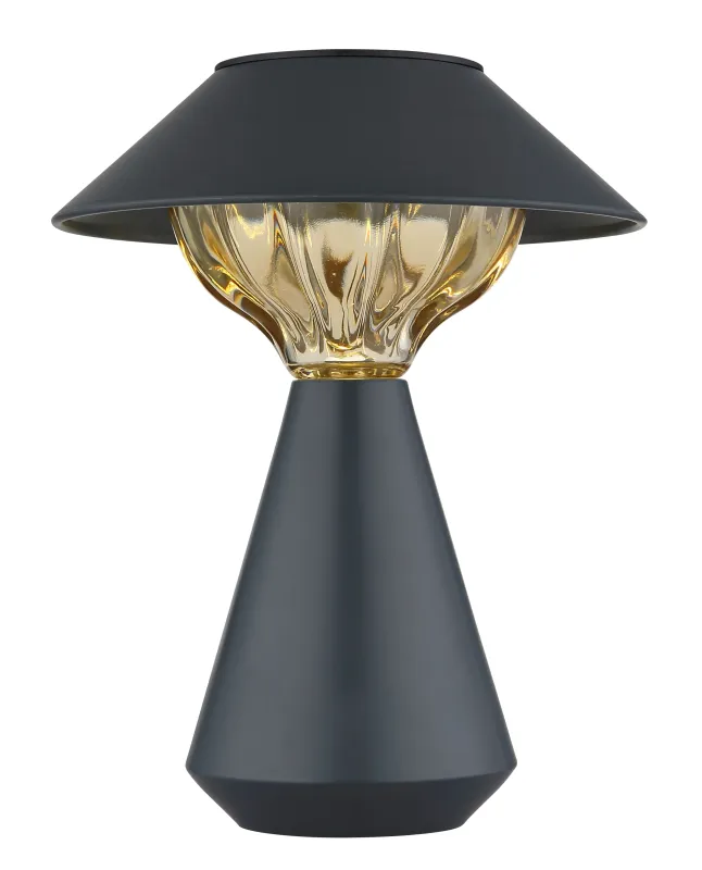 Cup LED Antrasiitti aurinkokennolamppu valmistajalta Globo Lighting - Den diskreta designen sm&auml;lter in i alla milj&ouml;er och med IP44-klassning &auml;r den t&aring;lig mot v&auml;der och vind.