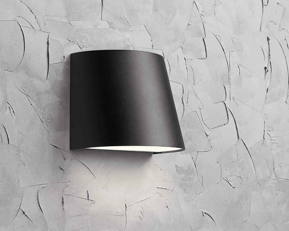 Mini Musta ulkovalo valmistajalta Westal - Mini-seinävalaisin on valmistettu anodisoidusta alumiinista, jauhemaalattu mustaksi ja siinä on PET-G:n häikäisysuoja.