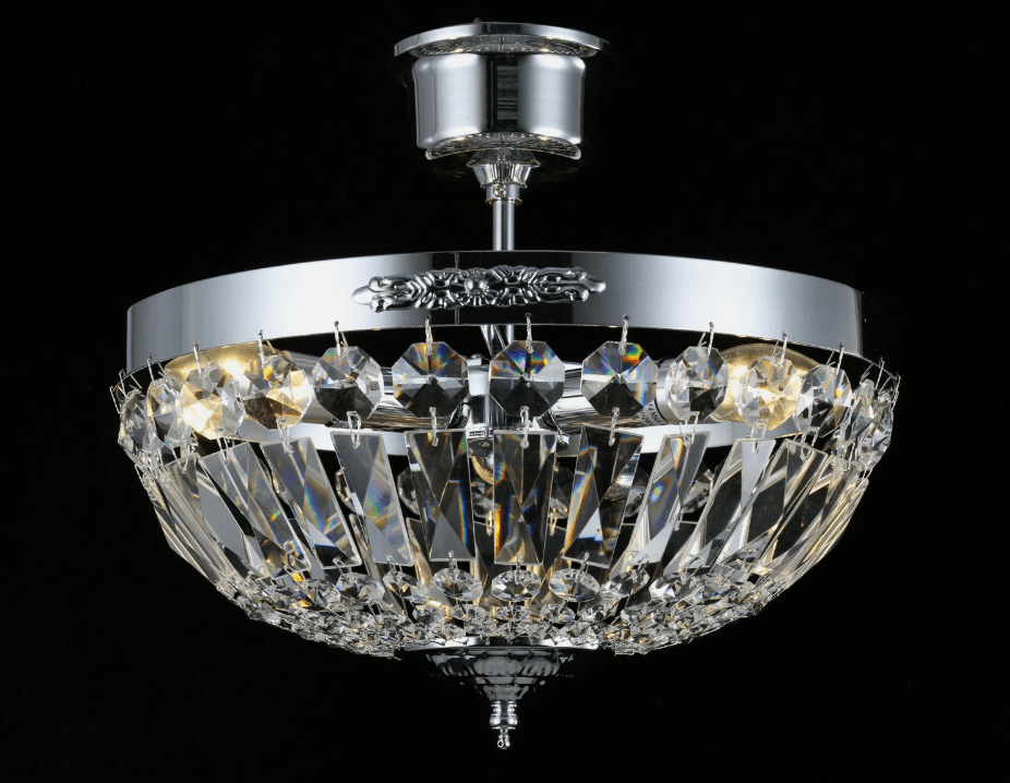 Rhea Ø35 Hopea kristalli valmistajalta Norrsken Design - Rhea chrome on hienostunut kattovalaisin, jossa on tyylikäs kromiviimeistely ja ainutlaatuiset, käsin leikatut luokan 1 K9 kristalliprismat.