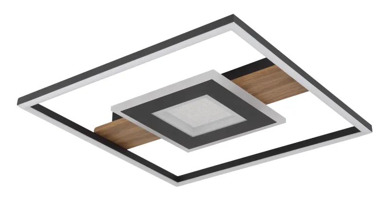 Pikara 38cm Puu plafondi valmistajalta Globo Lighting - Lampan &auml;r tillverkad i en stilfull kombination av metall i tr&auml;look och en mattsvart finish, vilket ger den en modern men samtidigt naturlig k&auml;nsla.
