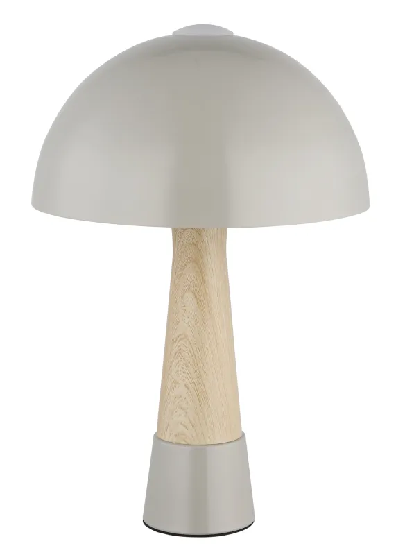 Paulin 36cm Harmaa pöytävalaisin valmistajalta Globo Lighting - Den runda kroppen i matt gr&aring; metall med tr&auml;look ger ett stilfullt och naturligt uttryck samtidigt som den &auml;r h&aring;llbar och l&auml;tt att reng&ouml;ra.
