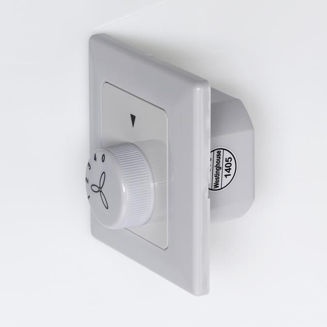 4-Vaiheinen Seinäsäädin valmistajalta Westinghouse - Tätä seinäsäädintä ei voi yhdistää kaukosäätimeen, ja se on sovitettu tavallisiin seinälaatikoihin upotettavaan asennukseen.