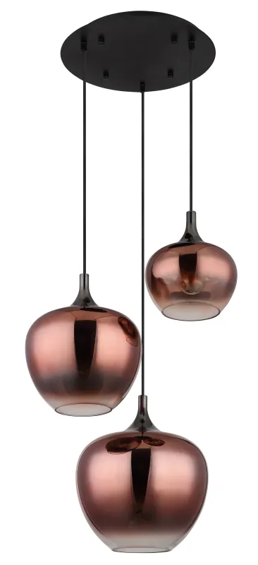Maxy Ø48 Kupari kattovalaisin valmistajalta Globo Lighting - Den mattsvarta och krompl&auml;terade metallstommen ger lampan en modern och sofistikerad look, medan de kopparf&auml;rgade glaskuporna med en klar och tonad gradient skapar en unik ljusupplevelse.