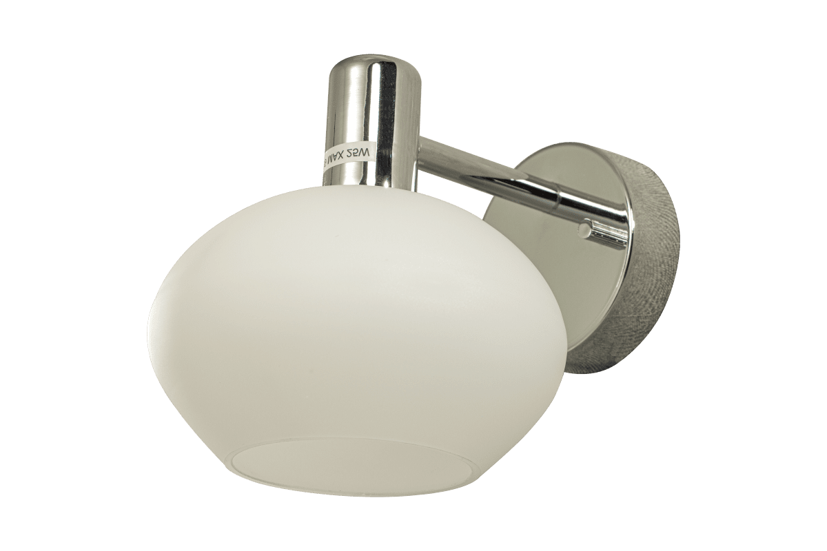 Elba Ø15 Kromi kylpyhuoneen valaisin valmistajalta Aneta Lighting - T&auml;ss&auml; metallista valmistetussa sein&auml;valaisimessa on tyylik&auml;s muotoilu ja opaalinvalkoinen lasikupu, joka antaa pehme&auml;n ja miellytt&auml;v&auml;n valon.