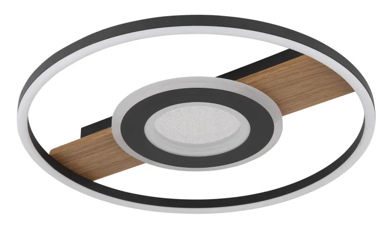 Pikara Ø40 Puu plafondi valmistajalta Globo Lighting - Den mattsvarta metallen tillsammans med tr&auml;looken skapar en stilfull balans mellan samtida design och naturlig estetik.