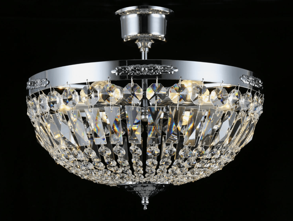 Rhea Ø40 Hopea kristalli valmistajalta Norrsken Design - Kromivärinen Rhea-kattovalaisin on tyylikäs ja hienostunut valaistusratkaisu, jossa yhdistyvät modernit viimeistelyt ja ylelliset käsin leikatut luokan 1 K9 kristalliprismat.