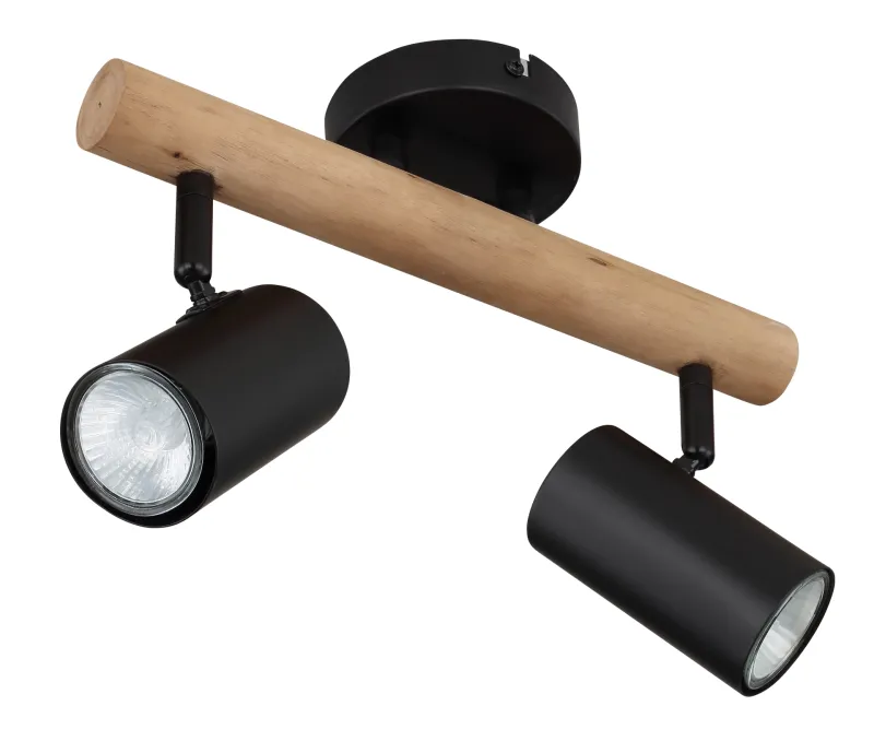 Herti 2 Luonto kohdevalaisin valmistajalta Globo Lighting - Herti &auml;r en stilren spotlight som kombinerar metall och tr&auml; f&ouml;r en modern och naturlig design.