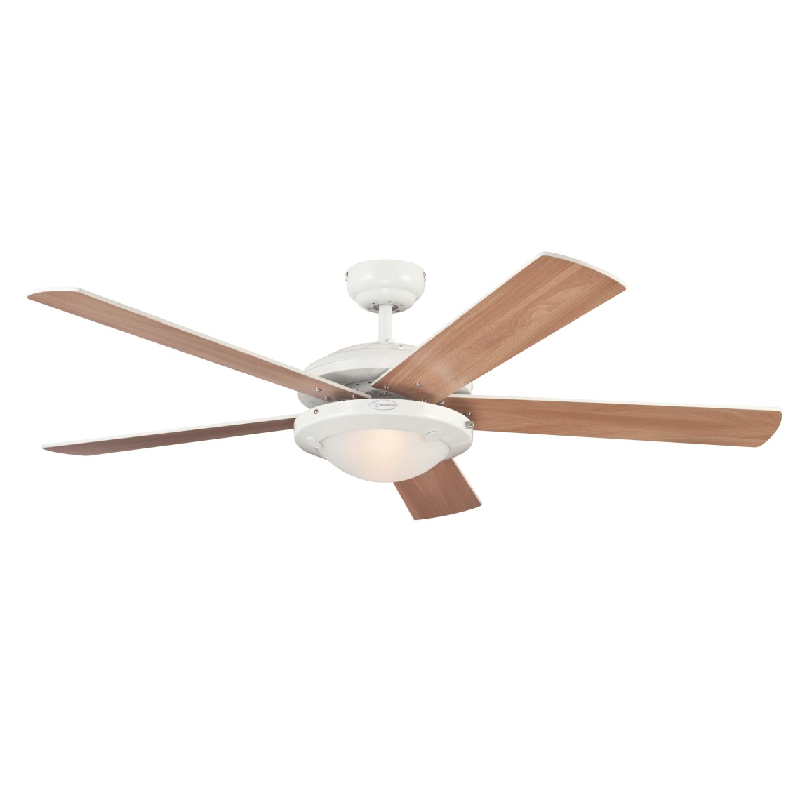 Comet Ø132 Valkoinen valmistajalta Westinghouse - Comet-kattotuuletin on klassinen malli, jossa on viisi käännettävää siipeä valkoisena ja pyökkinä.