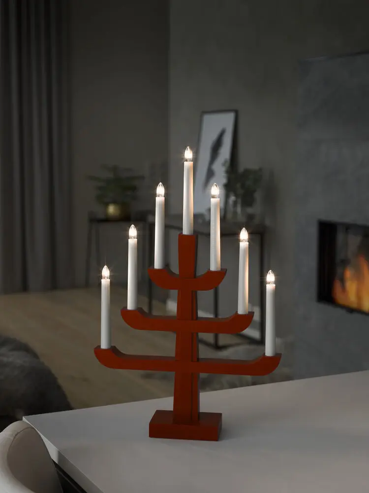 Candelabra 7 Lights PUNAINEN valmistajalta Konstsmide - pöytä – Tunnelmallinen ja tyylikäs kynttilänjalka, joka syttyy joka talvi-ilta.