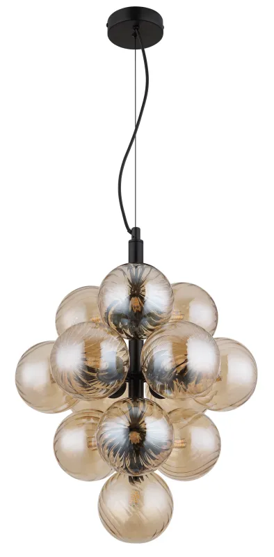 Conor Ø40 Keltainen kattovalaisin valmistajalta Globo Lighting - Den har 13st dekorativa ambertonade glaskupor som alla omfamnar en ljusk&auml;lla vilket skapar en fin och harmonisk ljusspridning i rummet.