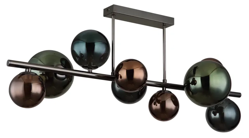 Riha 87cm Monivärinen plafondi valmistajalta Globo Lighting - Glaskuporna i brons, gr&ouml;nt och petrol ger lampan en unik karakt&auml;r och eleganta f&auml;rginslag som kompletterar modern inredning.