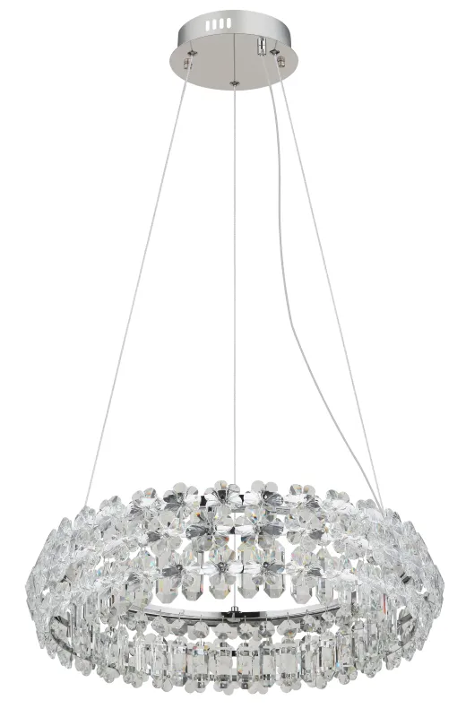 Diann Ø60 Kromi kattovalaisin valmistajalta Globo Lighting - Med en diameter p&aring; 60 cm och en imponerande ljusstyrka p&aring; 4460 lumen ger den en kraftfull och j&auml;mn belysning.