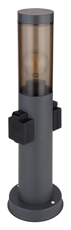 Boston 45cm Antrasiitti pylväsvalaisimet valmistajalta Globo Lighting - Tillverkad i rostfritt st&aring;l med en r&ouml;kf&auml;rgad plastsk&auml;rm ger den ett mjukt och behagligt ljus.